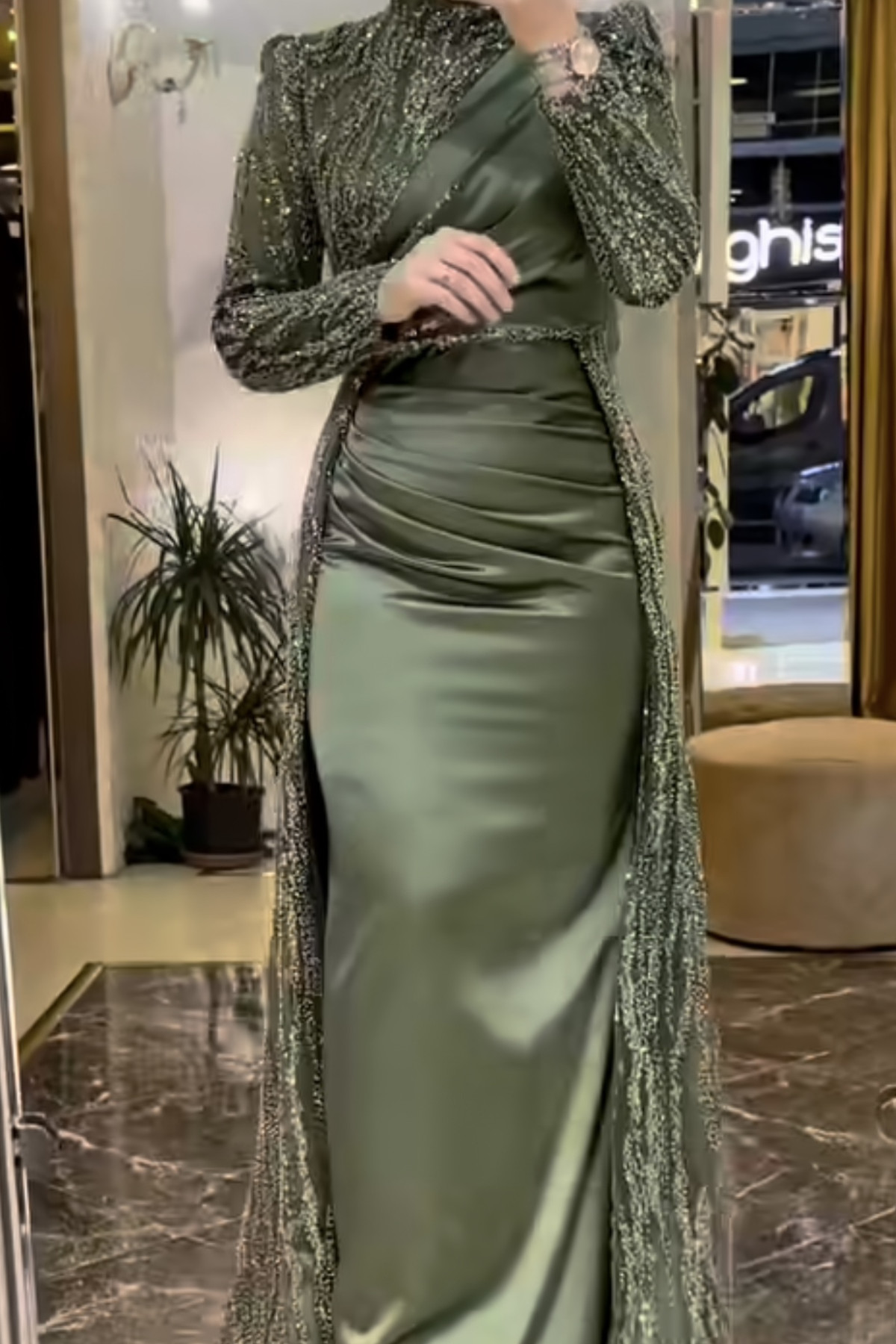 Pınar Şems Dilara Abiye - Ceviz Yeşili