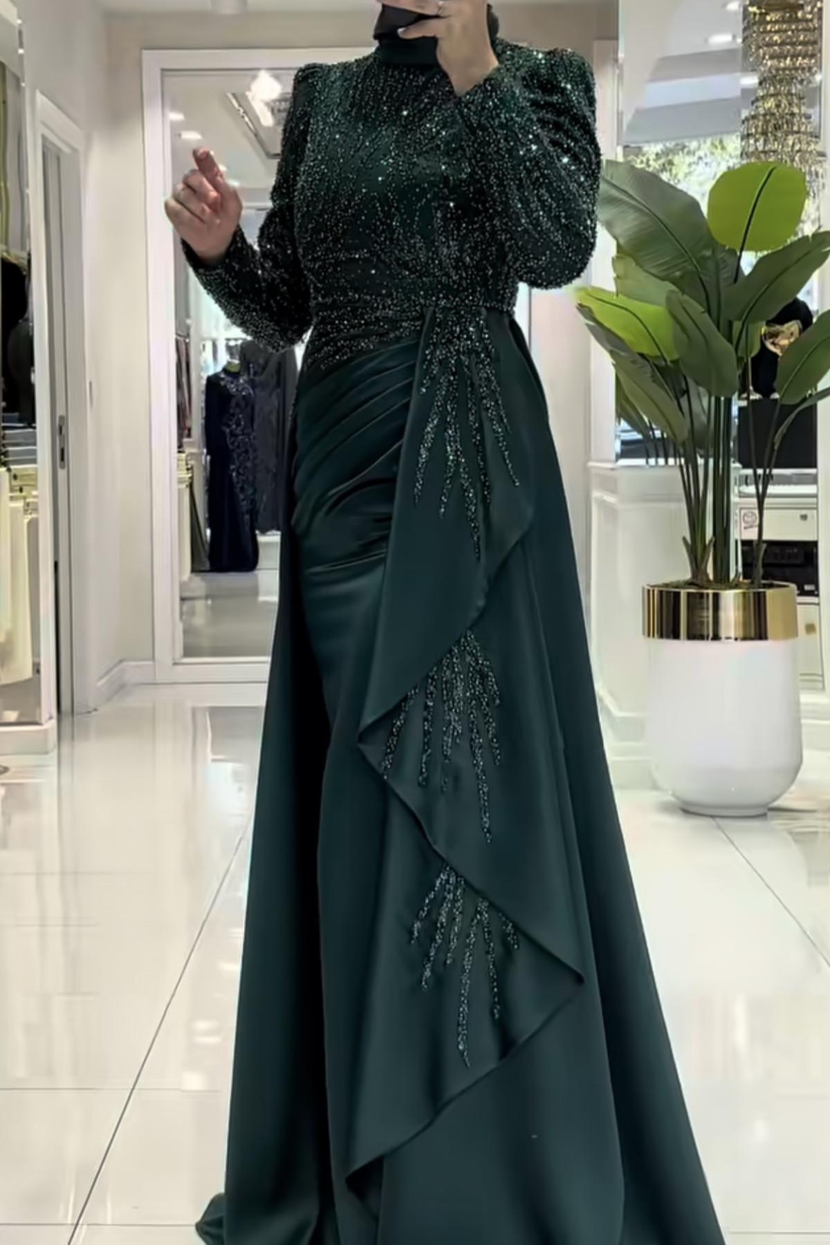 Pınar Şems Letafet Abiye - zümrüt